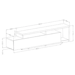 Garnero Arredamenti Mobile porta TV 219x52h cm moderno soggiorno bianco cemento Megan Gihome® Cemento - Bianco opaco Sale