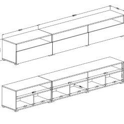 Garnero Arredamenti Mobile porta TV 270x42h cm moderno bianco Emotion Gihome® Bianco Lucido New