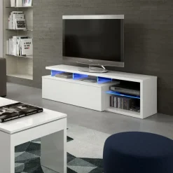 Garnero Arredamenti Mobile porta TV 150x43h cm moderno bianco lucido Lumina Clearance
