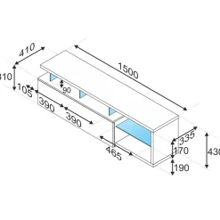 Garnero Arredamenti Mobile porta TV 150x43h cm moderno bianco lucido Lumina Clearance
