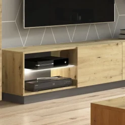 Garnero Arredamenti Mobile porta TV 187x46h cm moderno soggiorno rovere Noa Gihome® Rovere - Antracite Online