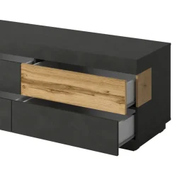 Garnero Arredamenti Mobile porta TV 206x54h cm moderno soggiorno antracite rovere Bahama Antracite - Rovere Rustico Discount