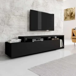 Garnero Arredamenti Mobile porta TV 219x52h cm moderno soggiorno Megan Gihome® Nero Opaco Sale