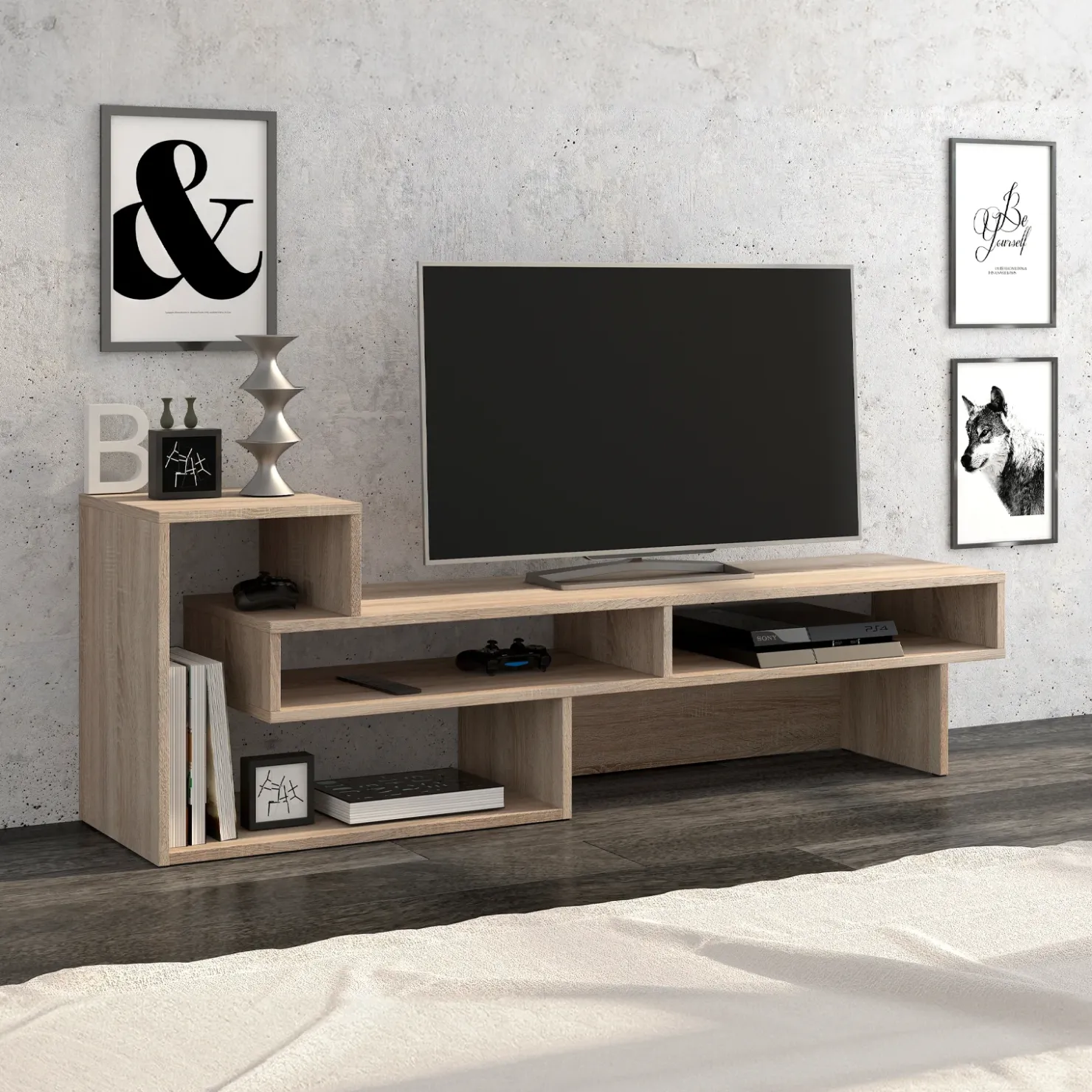 Garnero Arredamenti Mobile porta TV 146x49h cm moderno chiaro Helen Rovere Hot