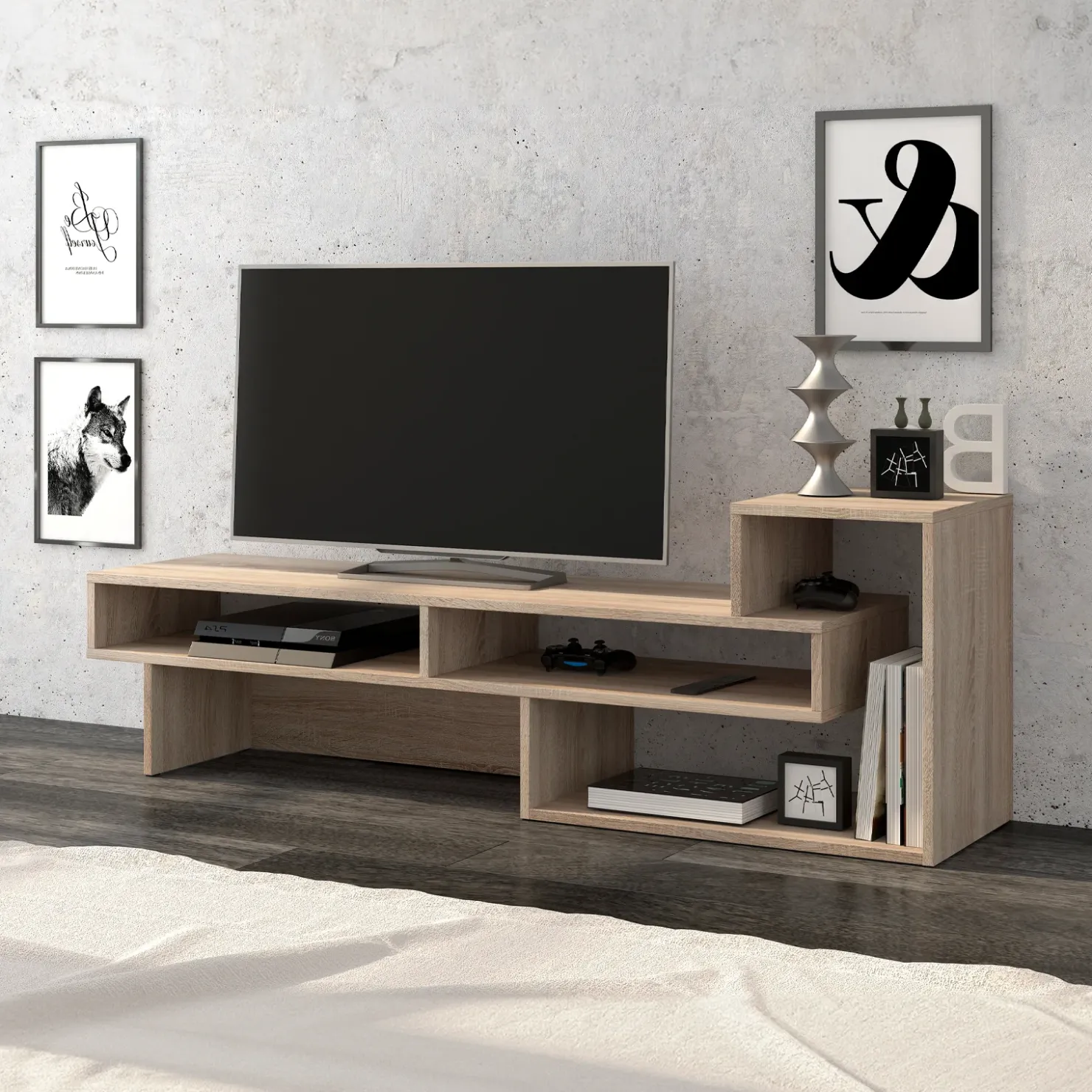 Garnero Arredamenti Mobile porta TV 146x49h cm moderno chiaro Helen Rovere Hot