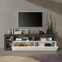 Garnero Arredamenti Mobile porta TV 184x58h cm moderna bianco lucido ossido Invictus Ossido - Bianco Lucido Outlet