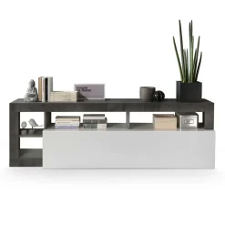 Garnero Arredamenti Mobile porta TV 184x58h cm moderna bianco lucido ossido Invictus Ossido - Bianco Lucido Outlet