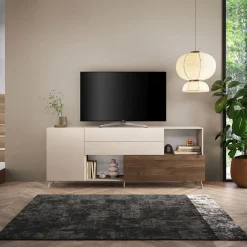 Garnero Arredamenti Mobile porta tv 241x94h cm moderna beige rovere scuro Witty Noce - Beige Sale