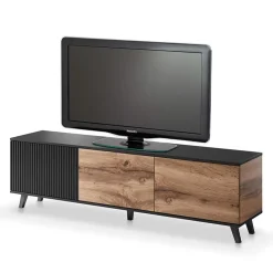Garnero Arredamenti Mobile porta TV 180x52h cm moderno industrial rovere nero Nandina New
