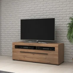 Garnero Arredamenti Mobile porta TV 140x52h cm moderna 1 cassetto rovere nero Maiorca Sale