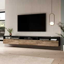 Garnero Arredamenti Mobile porta TV 270x42h cm moderno noce antico nero frassinato Emotion Gihome® Nero Frassinato - Noce Online