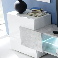 Garnero Arredamenti Mobile porta TV 258x61h cm moderno laccato bianco lucido Starck Bianco Lucido - Cemento Discount