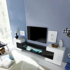 Garnero Arredamenti Mobile porta TV 258x61h cm moderno laccato bianco lucido Starck Bianco Lucido - Nero Lucido Clearance