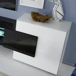 Garnero Arredamenti Mobile porta TV 258x61h cm moderno laccato bianco lucido Starck Bianco Lucido - Nero Lucido Clearance
