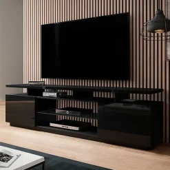 Garnero Arredamenti Mobile porta TV 180x56h cm Blackburn Nero Lucido Clearance