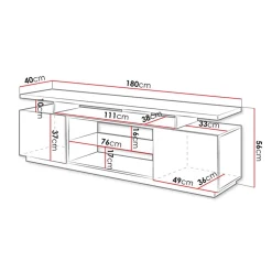 Garnero Arredamenti Mobile porta TV 180x56h cm Blackburn Nero Lucido Clearance