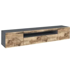 Garnero Arredamenti Mobile porta TV 200x37h cm pero antracite Light Big Gihome® Rovere Rustico - Antracite Sale
