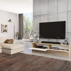 Garnero Arredamenti Mobile porta TV 138x70h cm rovere bianco lucido Bolivar Discount