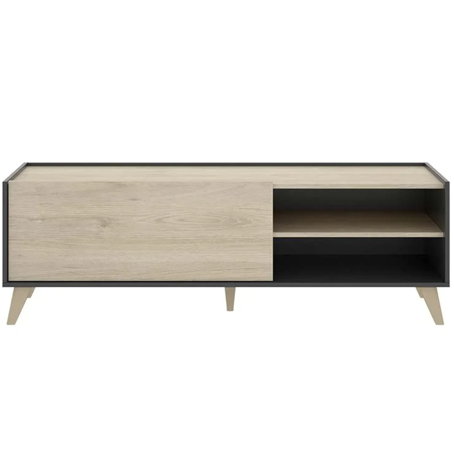 Garnero Arredamenti Mobile porta TV 155x47h cm soggiorno rovere grafite Elmer Rovere - Grafite Discount