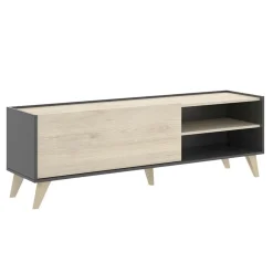 Garnero Arredamenti Mobile porta TV 155x47h cm soggiorno rovere grafite Elmer Rovere - Grafite Discount