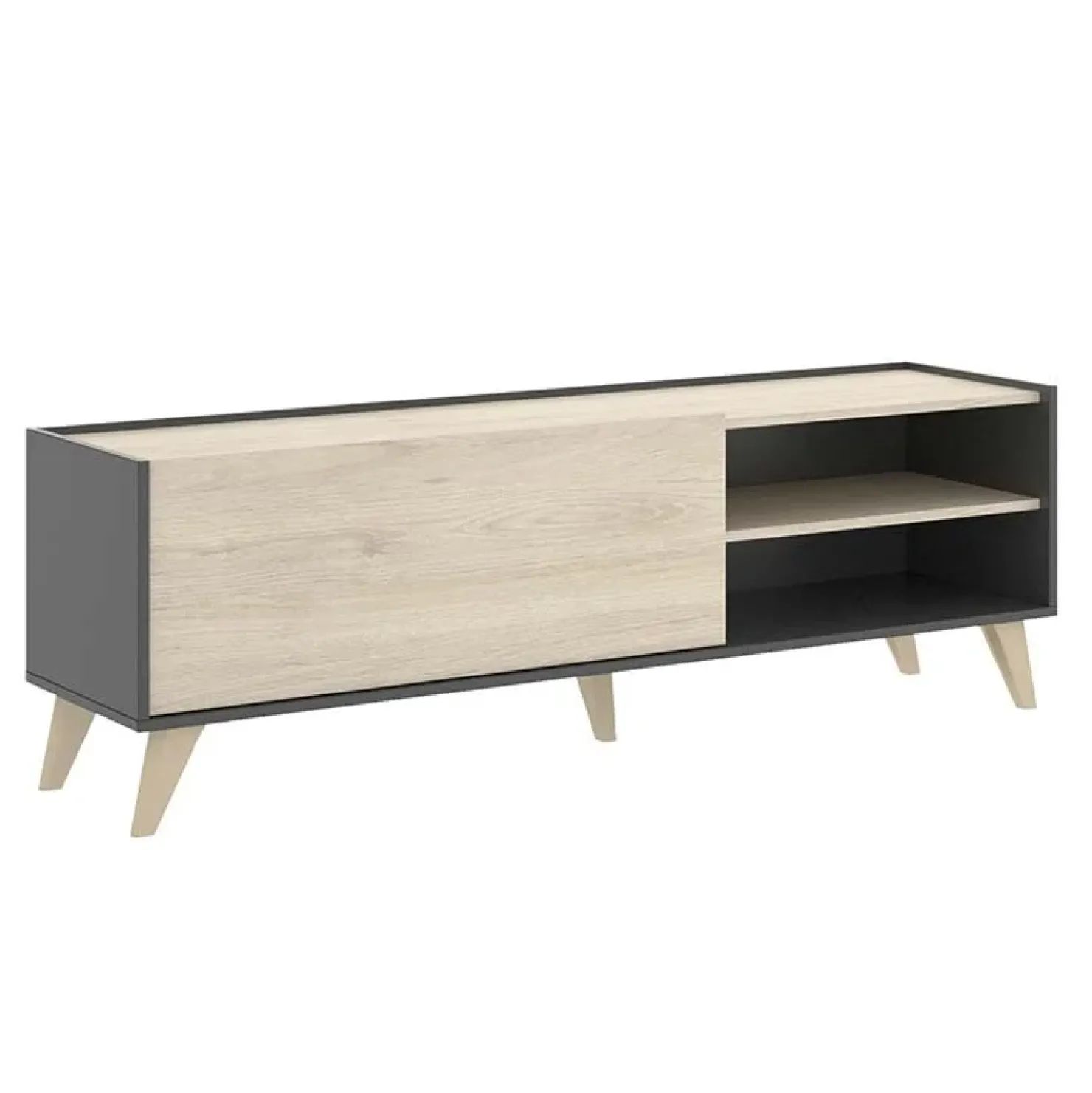 Garnero Arredamenti Mobile porta TV 155x47h cm soggiorno rovere grafite Elmer Rovere - Grafite Discount