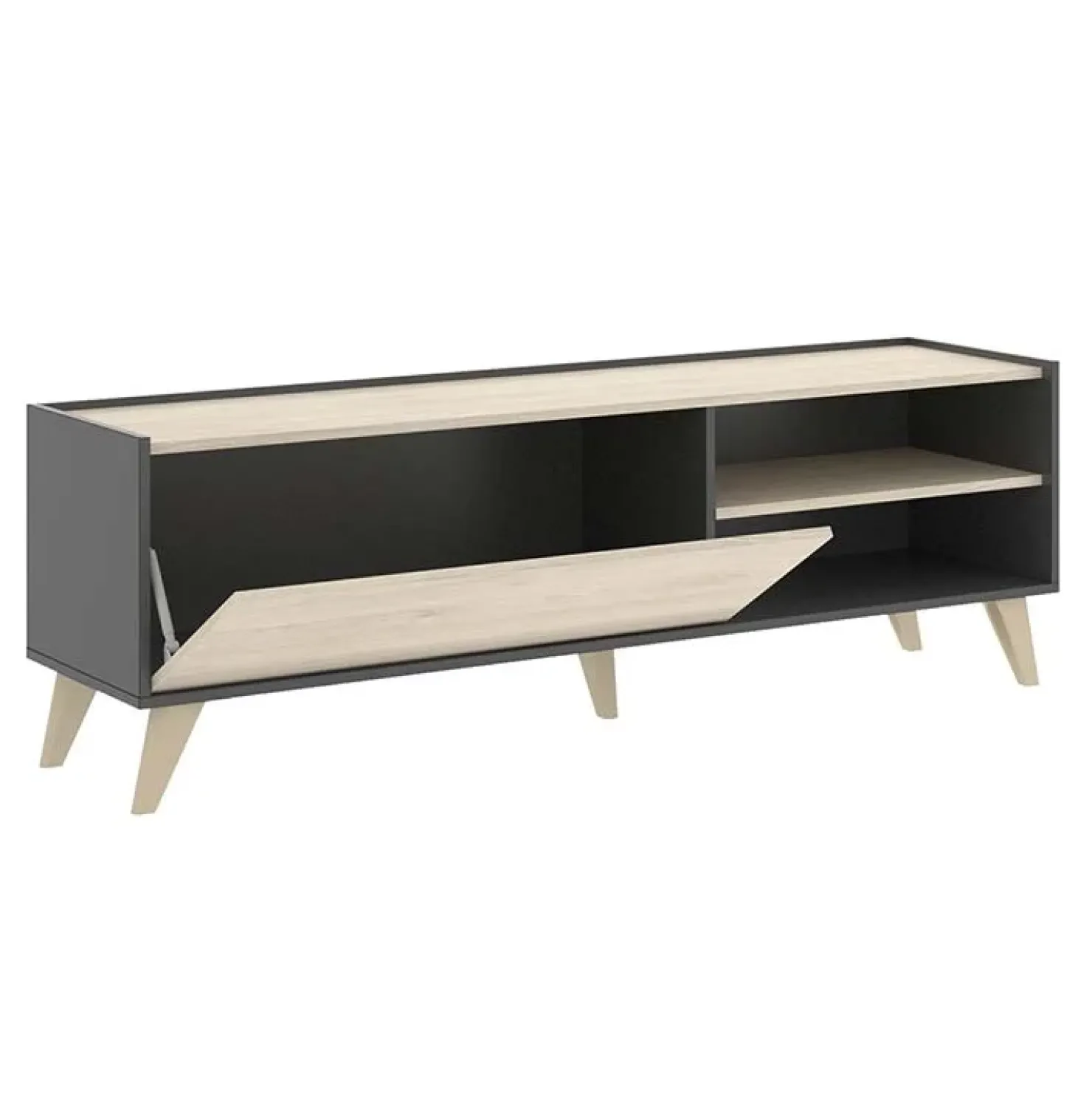 Garnero Arredamenti Mobile porta TV 155x47h cm soggiorno rovere grafite Elmer Rovere - Grafite Discount