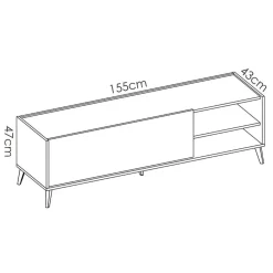 Garnero Arredamenti Mobile porta TV 155x47h cm soggiorno rovere grafite Elmer Rovere - Grafite Discount