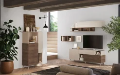 Garnero Arredamenti Mobile porta TV 181x67h cm soggiorno beige rovere scuro Witty Noce - Beige New