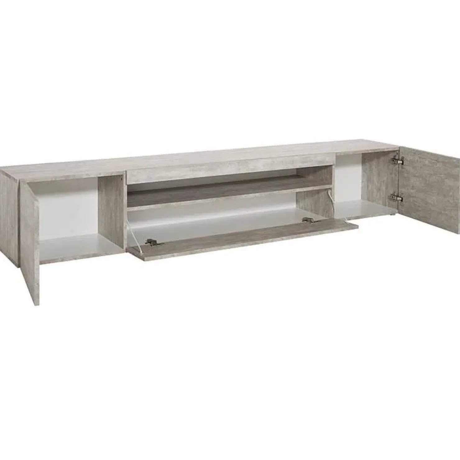 Garnero Arredamenti Mobile porta TV 200x37h cm soggiorno Light Big Gihome® Cemento Outlet