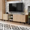 Garnero Arredamenti Mobile porta TV 160x52h cm soggiorno noce con stampa nera Mendes Clearance
