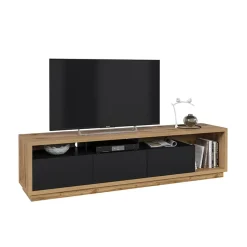 Garnero Arredamenti Mobile porta TV 200x50h cm soggiorno rovere nero Favorita Rovere - Nero opaco Online