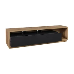 Garnero Arredamenti Mobile porta TV 200x50h cm soggiorno rovere nero Favorita Rovere - Nero opaco Online