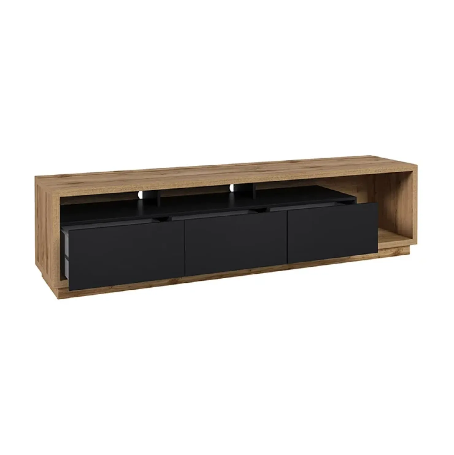 Garnero Arredamenti Mobile porta TV 200x50h cm soggiorno rovere nero Favorita Rovere - Nero opaco Online