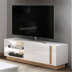 Garnero Arredamenti Mobile porta TV 138x46h cm soggiorno bianco rovere Noa Gihome® Best