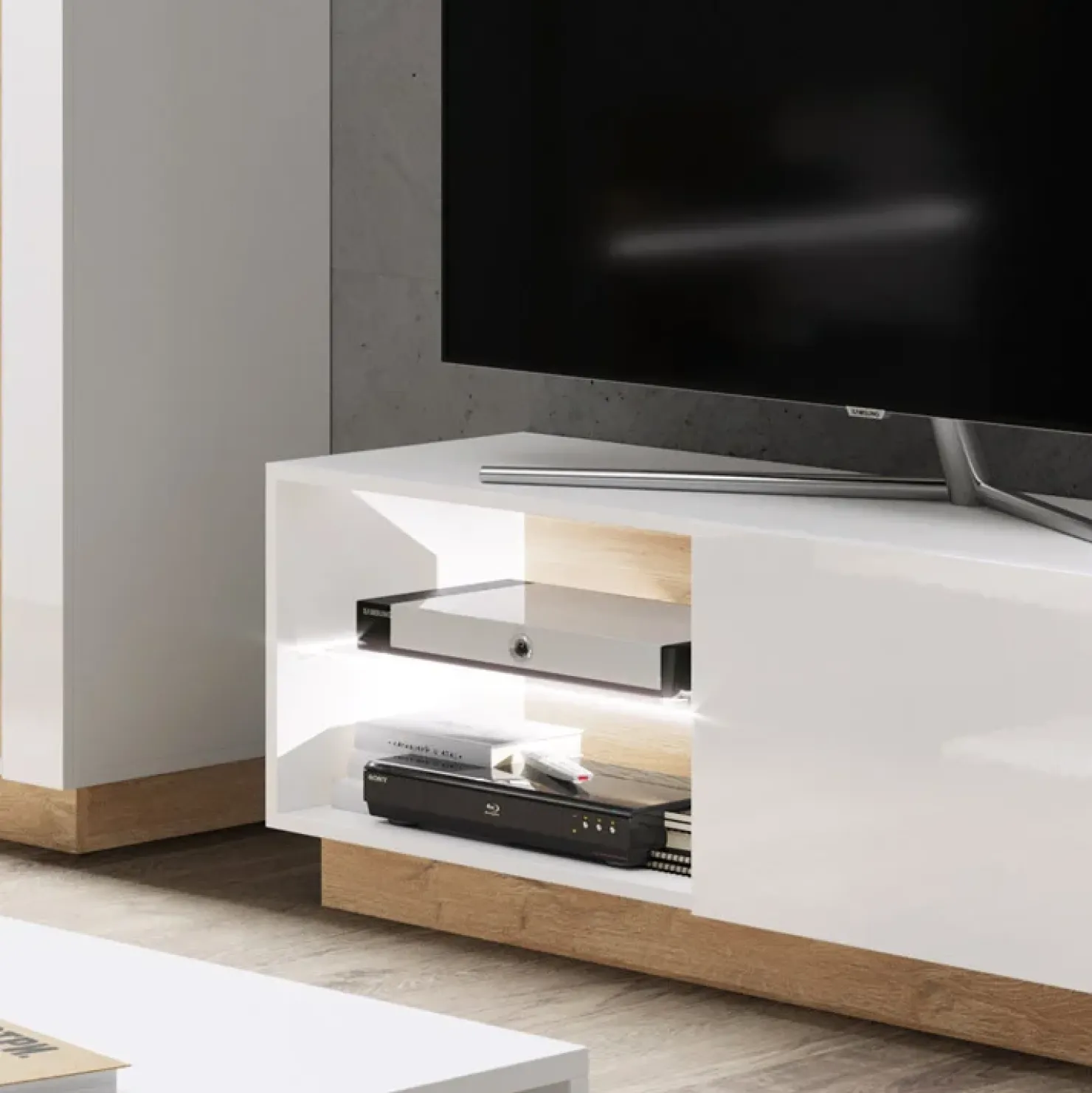 Garnero Arredamenti Mobile porta TV 138x46h cm soggiorno bianco rovere Noa Gihome® Best