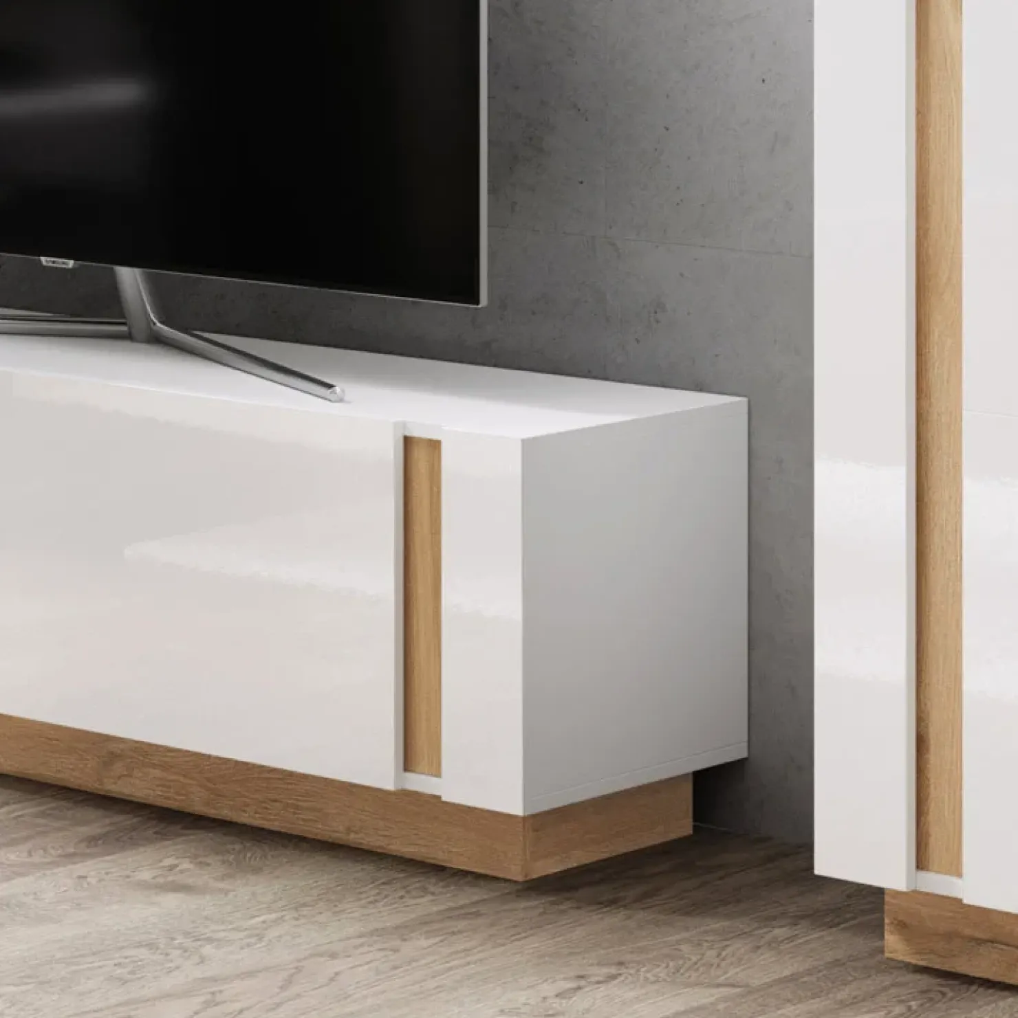 Garnero Arredamenti Mobile porta TV 138x46h cm soggiorno bianco rovere Noa Gihome® Best