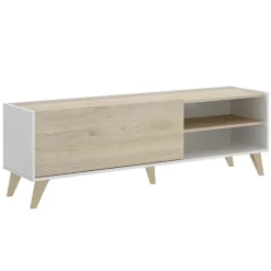 Garnero Arredamenti Mobile porta TV 155x47h cm soggiorno rovere bianco Elmer Rovere - Bianco opaco Discount