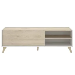 Garnero Arredamenti Mobile porta TV 155x47h cm soggiorno rovere bianco Elmer Rovere - Bianco opaco Discount
