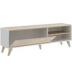 Garnero Arredamenti Mobile porta TV 155x47h cm soggiorno rovere bianco Elmer Rovere - Bianco opaco Discount
