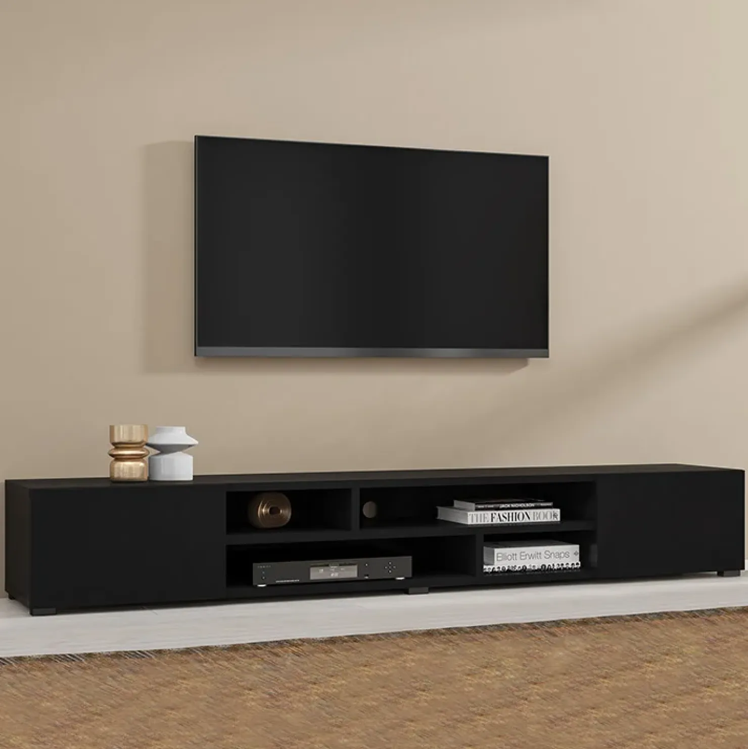 Garnero Arredamenti Mobile porta TV 208x33h cm soggiorno nero Maserati Outlet