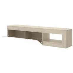 Garnero Arredamenti Mobile porta TV 204x48h cm soggiorno rovere bianco lucido Manfred Outlet