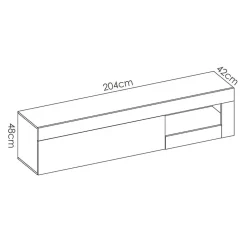 Garnero Arredamenti Mobile porta TV 204x48h cm soggiorno rovere bianco lucido Manfred Outlet