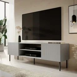 Garnero Arredamenti Mobile porta TV 180x57h cm soggiorno grigio chiaro nero Cadice Discount