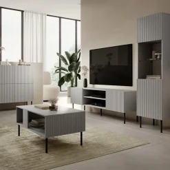 Garnero Arredamenti Mobile porta TV 180x57h cm soggiorno grigio chiaro nero Cadice Discount