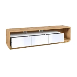 Garnero Arredamenti Mobile porta TV 200x50h cm soggiorno bianco lucido rovere Favorita Bianco Lucido - Rovere Hot
