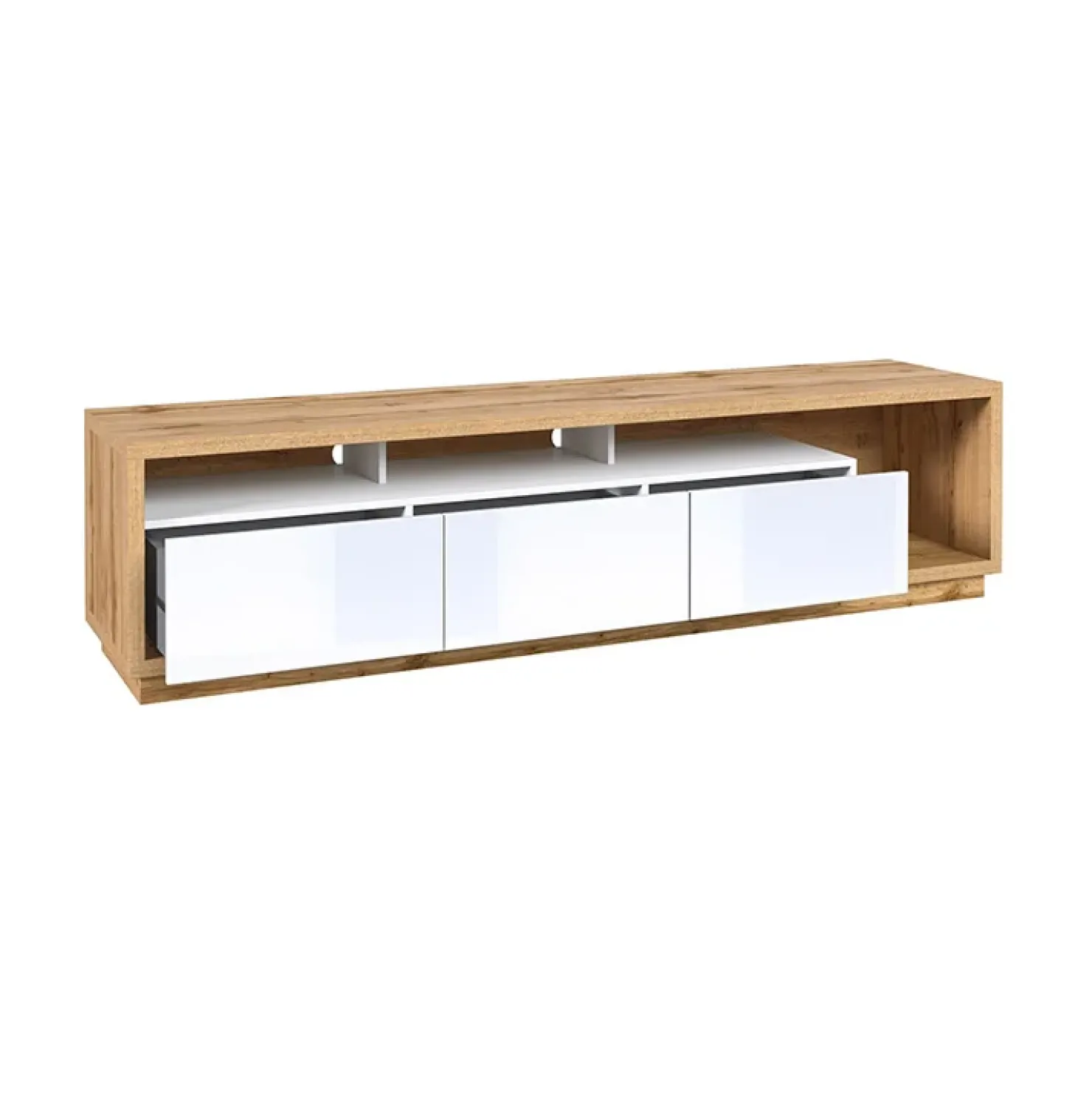 Garnero Arredamenti Mobile porta TV 200x50h cm soggiorno bianco lucido rovere Favorita Bianco Lucido - Rovere Hot