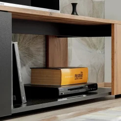 Garnero Arredamenti Mobile porta TV 150x39h cm soggiorno nero opaco rovere Caravaggio Nero Opaco - Rovere Rustico New