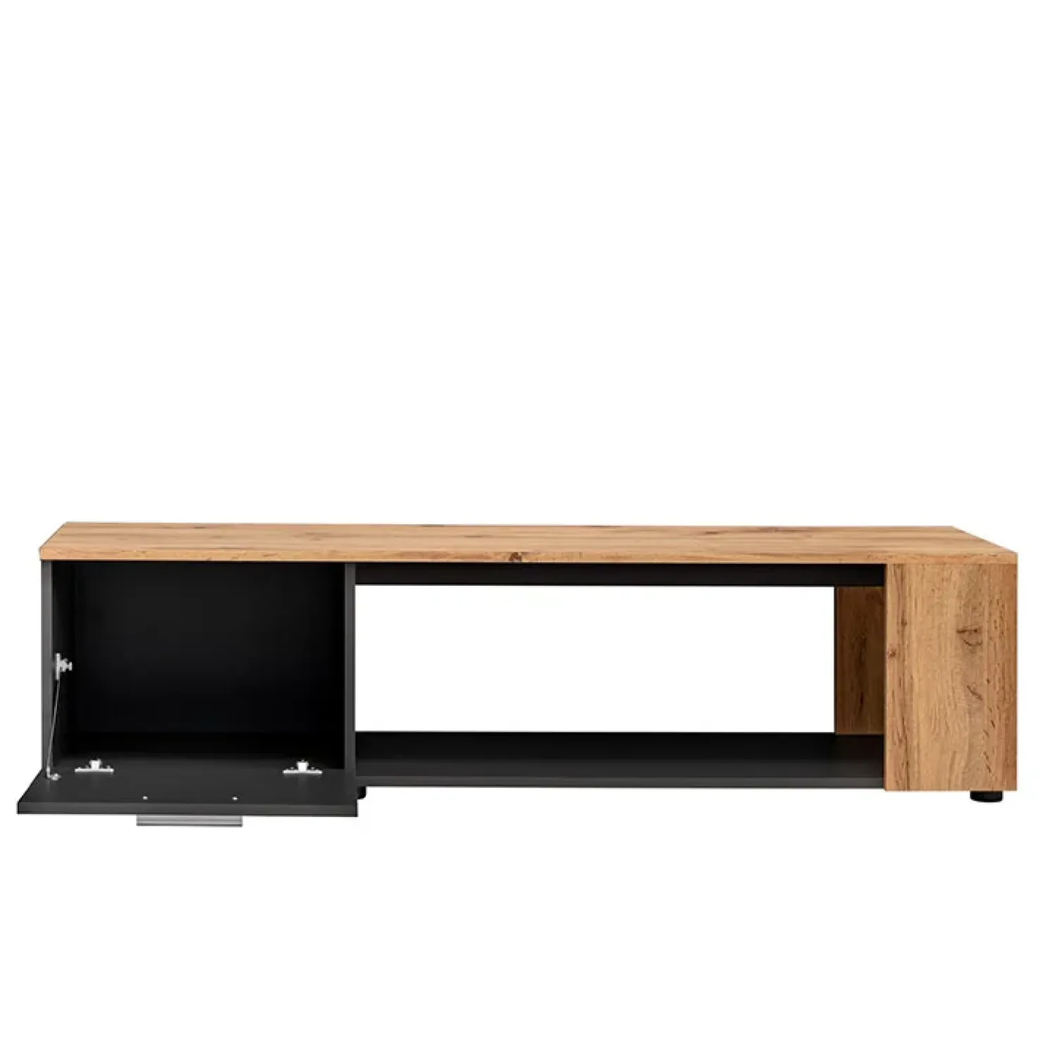 Garnero Arredamenti Mobile porta TV 150x39h cm soggiorno nero opaco rovere Caravaggio Nero Opaco - Rovere Rustico New