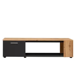 Garnero Arredamenti Mobile porta TV 150x39h cm soggiorno nero opaco rovere Caravaggio Nero Opaco - Rovere Rustico New