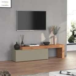 Garnero Arredamenti Mobile porta tv 220x51h cm tortora rovere Block Tortora - Rovere Online